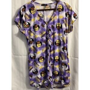 Make It Rains Colorful Hip-Hop V-Neck Size 1 XL Short Sleeve Stretchy Romper